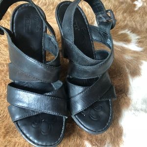 Born Strappy Leather Wedges
